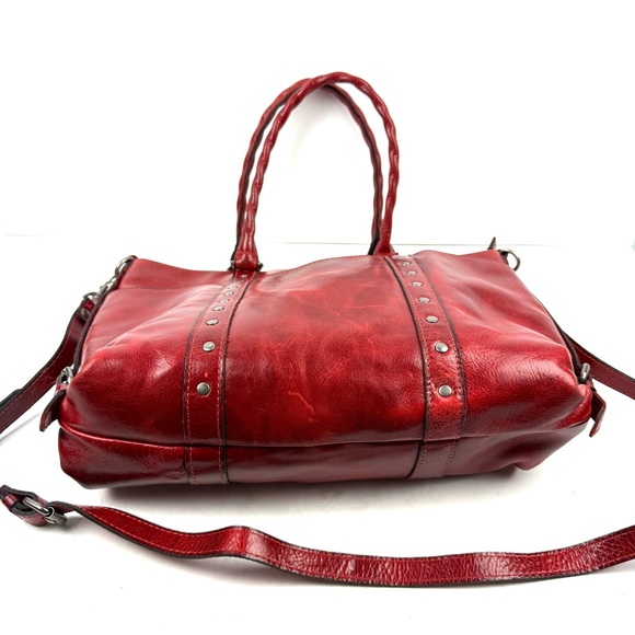 Patricia Nash Carducci Ochre Handbag Distressed Red Leather Purse Long Strap - Picture 5 of 16